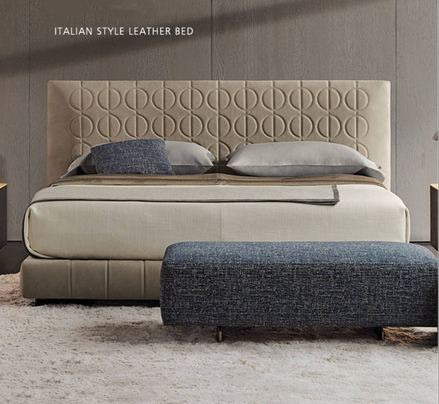 Modern and comfortable style leather solid wood bed frame soft and comfortable bed