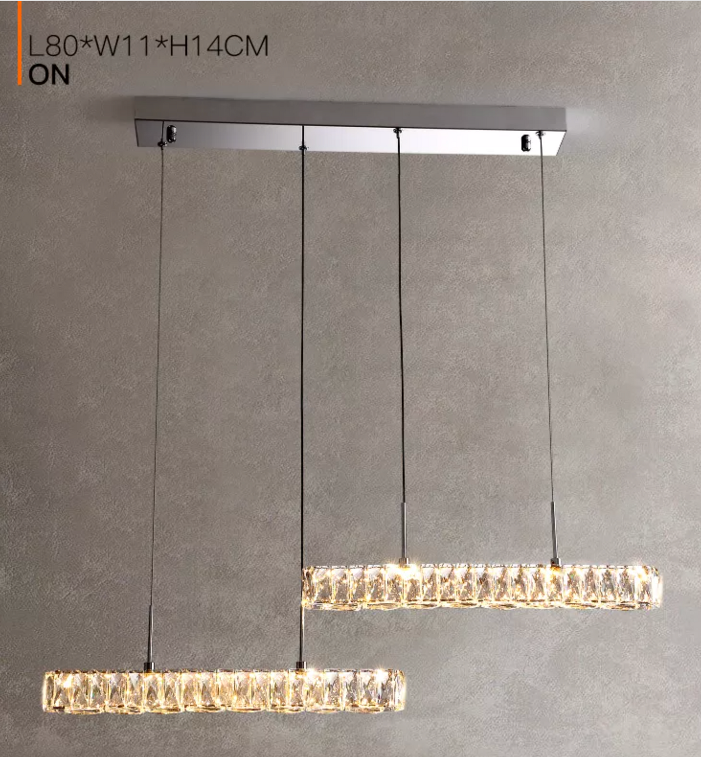 Luxury pendant rectangle k9 crystal light